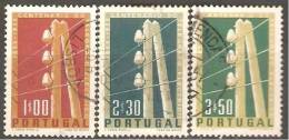 PORTUGAL - 1955,   1.º Centenário Do Telégrafo Eléctrico Em Portugal ( Série, 3 Valores )  (o)   MUNDIFIL  Nº 815/7 - Gebruikt