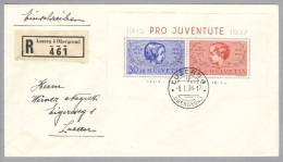 Schweiz Pro Juventute 1938-01-08 R-Brief Mit PJ-Block - Cartas & Documentos
