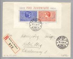Schweiz Pro Juventute 1938-01-11 R-Brief Mit PJ-Block - Lettres & Documents