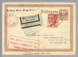 Österreicj 1927-03-21 Erstflug Wien-Prag-Berlin Auf Ganzsache P275+Zusatz - Altri & Non Classificati