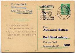 DDR Antwort-Postkarte P70 IA Privater Zudruck Böttner #2 Sost. RATHAUS MÜNSTER 1961 - Privé Postkaarten - Gebruikt