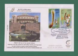 INDIA 2010 Inde Indien - QUEEN ´S BATON RELAY - CACHET SPECIAL COVER - COMMONWEALTH GAMES MASCOT , DELHI BATON - AS SCAN - Lettres & Documents