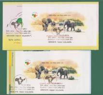 INDIA 2011 - 2nd AFRICA INDIA FORUM SUMMIT - S.S FDC + CANCELLED BROCHURE - WILD ELEPHANTS , MAPS - AS SCAN - Elefanten