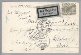 Österreich 1930-04-01 Wien Flugpost AK Nach Graz - Brieven En Documenten