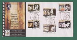 INDIA 2011 - LEGENDARY HEROINES OF INDIA - 6V CACHET FDC - INDIAN ACTORESS , MOVIESTAR , CINEMA  - AS SCAN - Covers & Documents