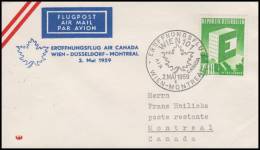 Austria 1959, Airmail Cover "Eroffnungsflug Wien - Dusseldorf - Montreal" - Sonstige & Ohne Zuordnung