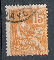 VARIÉTÉS FRANCE  1900 / 1901 N° 117 TYPE II DROITS DE L HOMME OU MOUCHON 15c OBLITÉRÉ SPINK 18.00 € - Used Stamps