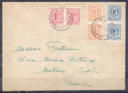 LETTRE  Cachet BRUXELLES    Annee 1953  Avec  6 Timbres    ARMOIRIES - Briefe U. Dokumente