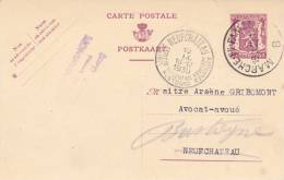 Entier Met Stempel MARCHE-EN-FAMENNE Naar NEUFCHATEAU - Cartes Postales 1934-1951