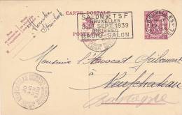 Entier Met Stempel BRUXELLES Naar NEUFCHATEAU - Postcards 1934-1951