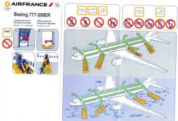 CONSIGNES DE SECURITE / SAFETY CARD  *BOEING 777-200ER  Air France - Fichas De Seguridad