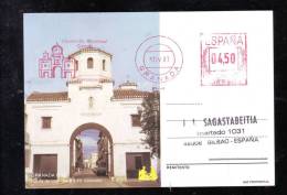 GRANADA, PUERTA DE LOJO, SANTA FE, CACHET RED ON POSTCARD, 04,05 PST, 1987, ESPANA - Nationalistische Zensur