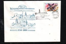 MOUNTAIN, CACHET ON COVER, ORCHID STAMP, 1990, SINPETRU,ROMANIA - Postmark Collection