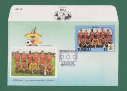 TUVALU 1986 - WORLD CUP MEXICO 86 - FDC - CANADA , FOOTBALL , SOCCER TEAM , PLAYERS , MAP , FIFA - AS SCAN - 1986 – Mexico