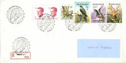 Belgium 1987 OBP 2190 2244-2246 Registered Cover, Buzin, Goldfinch, Bee Orchid, Horseshoe Bat, Peregrine Falcon - Cartas