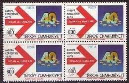 1989 TURKEY THE 40TH ANNIVERSARY OF EUROPEAN COUNCIL BLOCK OF 4 MNH ** - Institutions Européennes