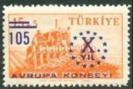 1959 TURKEY SURCHARGED COMMEMORATIVE STAMP FOR THE 10TH ANNIVERSARY OF THE COUNCIL OF EUROPE MNH ** - Europese Instellingen