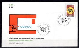 1985 TURKEY INTRODUCTION OF TURKISH POSTAL CODE FDC - Code Postal