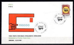 1985 TURKEY INTRODUCTION OF TURKISH POSTAL CODE FDC - Postleitzahl