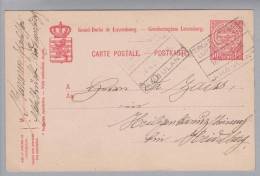 Heimat Luxemburg Bahn-O Troisvierges-Luxemburg Auf 10Cent Ganzsache Nach DE - Interi Postali