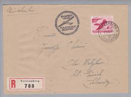 Liechtenstein Flugpost 1946-04-21 R-Segelflugbrief Nach Zürich 1Fr.EF Zu#FP22 Mi#178 - Posta Aerea