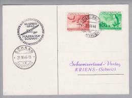 Liechtenstein Flugpost 1946-04-25 Segelflugpostkarte Mit Zu#FP20+21 Mi#177+178 - Aéreo