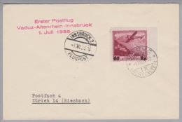 Liechtenstein 1935-07-01 Erst-Postflug Vaduz-Altenrhein-Innsbruck - Aéreo