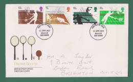 GB GREAT BRITAIN 1977 - RACKET SPORTS - 4V FDC - TABLE TENNIS , TENNIS , BADMINTON , SQUASH - AS SCAN - Bádminton