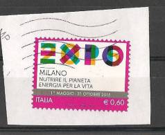 ITALIA REPUBBLICA EXPO MILANO 0,60 2012 USATO SU FRAMMENTO - 2011-20: Oblitérés