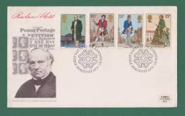 GB GREAT BRITAIN 1979 - SIR ROWLAND HILL - 4V FDC - PENNY BLACK , UNIFORM POSTAGE , LONDON POST , GENERAL POST - AS SCAN - Rowland Hill