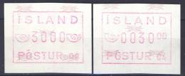 #D1134. Iceland 1983-93. ATM 2 Different. MNH(**) - Affrancature Meccaniche/Frama