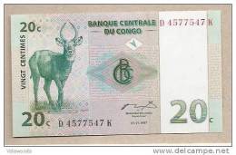 Congo - Banconota Non Circolata Da 20 Centesimi - 1997 - - Repubblica Democratica Del Congo & Zaire