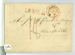 HANDGESCHREVEN VOUWBRIEF Uit 27 Maart 1849 Van ROTTERDAM Naar MARSEILLE *  L.P.B.4.R. (7163) - ...-1852 Prephilately