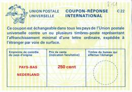 8751# International Reply Coupon Reponse Antwortschein PAYS BAS NEDERLAND 250 Cent - Brieven En Documenten