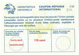 8776# International Reply Coupon Reponse Antwortschein PAYS BAS NEDERLAND 175 Cent - Briefe U. Dokumente