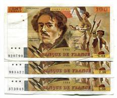 D France 100 Francs "" DELACROIX "" 1982 X 3 - 100 F 1978-1995 ''Delacroix''