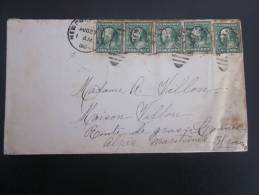 27 Août 1910 USA Lettre Cover United States Of América Pr Cannes France Affranchissement Composé 1c X 5 - Lettres & Documents