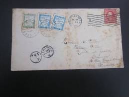 Nouvelle-New Orléans 23 Juillet 1910 USA Lettre Cover Taxée Timbre Français 20+ 5 + 53 Tax Américan Pr Cannes France - Briefe U. Dokumente