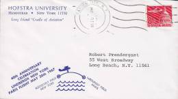 United States HOFSTRA UNIVERSITY 40th Ann. Lindberg NEW YORK - PARIS Flight GARDEN CITY 2007 Cover Brief Long Beach N.Y. - 3c. 1961-... Brieven