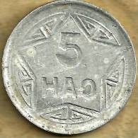 VIETNAM NORTH ( REBEL FORCE) 5 HAO INCUSED STAR FRONT & ARTIFACT BACK 1946 AVF KM2.1 READ DESCRIPTION CAREFULLY !! - Viêt-Nam