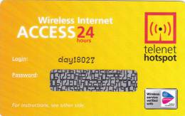 Kaart Wireless Internet Acces 24 Hours Telenet Hotspot (Mint,Neuve) - [2] Prepaid- Und Aufladkarten