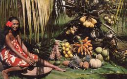 POLYNSESIE Française, TAHITI, Vahiné, Femme, Délicieux Fruits,  écrite , Sans Timbre - Tahiti