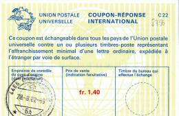 8786# SUISSE SWITZERLAND SCHWEIZ SVIZZERA International Reply Coupon Reponse Antwortschein ORMALINGEN BALE 1982 1.40 Fr - Brieven En Documenten