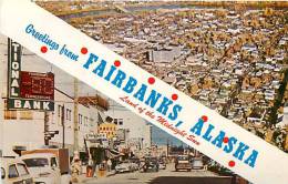206725-Alaska, Fairbanks, Multi-View, Greetings, Aerial View, Street Scene, 50s Cars - Fairbanks
