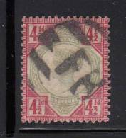 Great Britain Used Scott #117 4 1/2p Victoria Cancel: "FB" Foreign Branch - Nibbed Perfs - Oblitérés