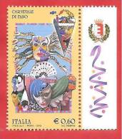 ITALIA REPUBBLICA SINGOLO CON BANDELLA DX VIOLA  - 2013 - Folclore Italiano - Carnevale Di Fano  - € 0,60 - 2011-20: Nieuw/plakker