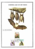 Belgium 1987 OBP 2244-2246 Mi. 2296-2298 FDCard Commemoration, Bee Orchid, Horseshoe Bat, Peregrine Falcon, By Buzin - Cartas Commemorativas