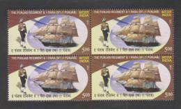 India  2011  The Punjab Regiment  Block Of 4  Sikhism  Soldier Ship   #  33160 S  Indien Inde - Neufs