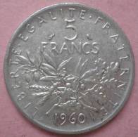 ARGENT, 5 F SEMEUSE 1960 (LT39) - J. 5 Francos