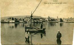 SUEZ - VUE DE LA VILLE PENDANT LA MAREE HAUTE - VIEW OF THE TOWN DURING HIGH WATERS  ORIGINALE D´EPOCA 100% - Sues